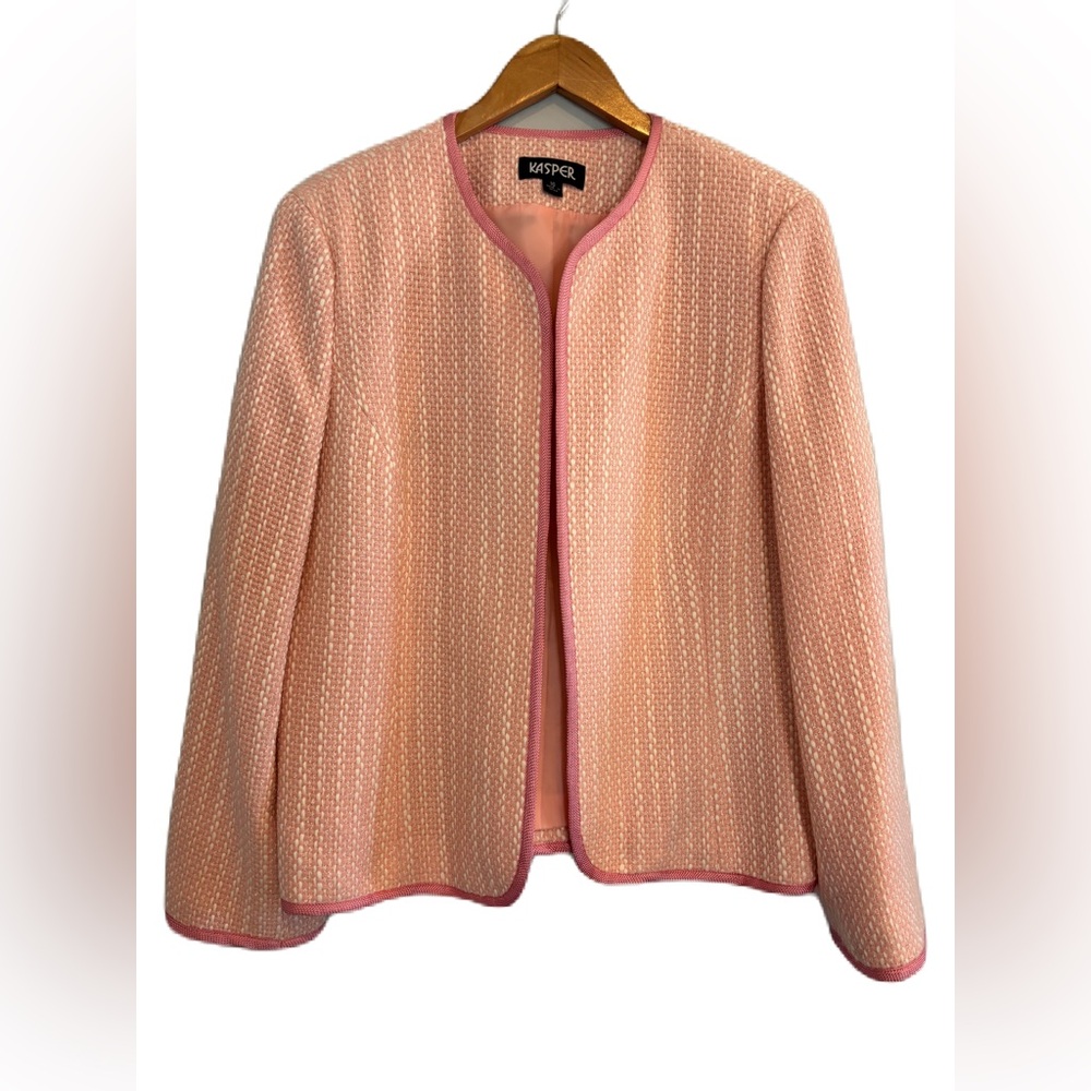 Kasper Pink Tweed Open Blazer Size 16